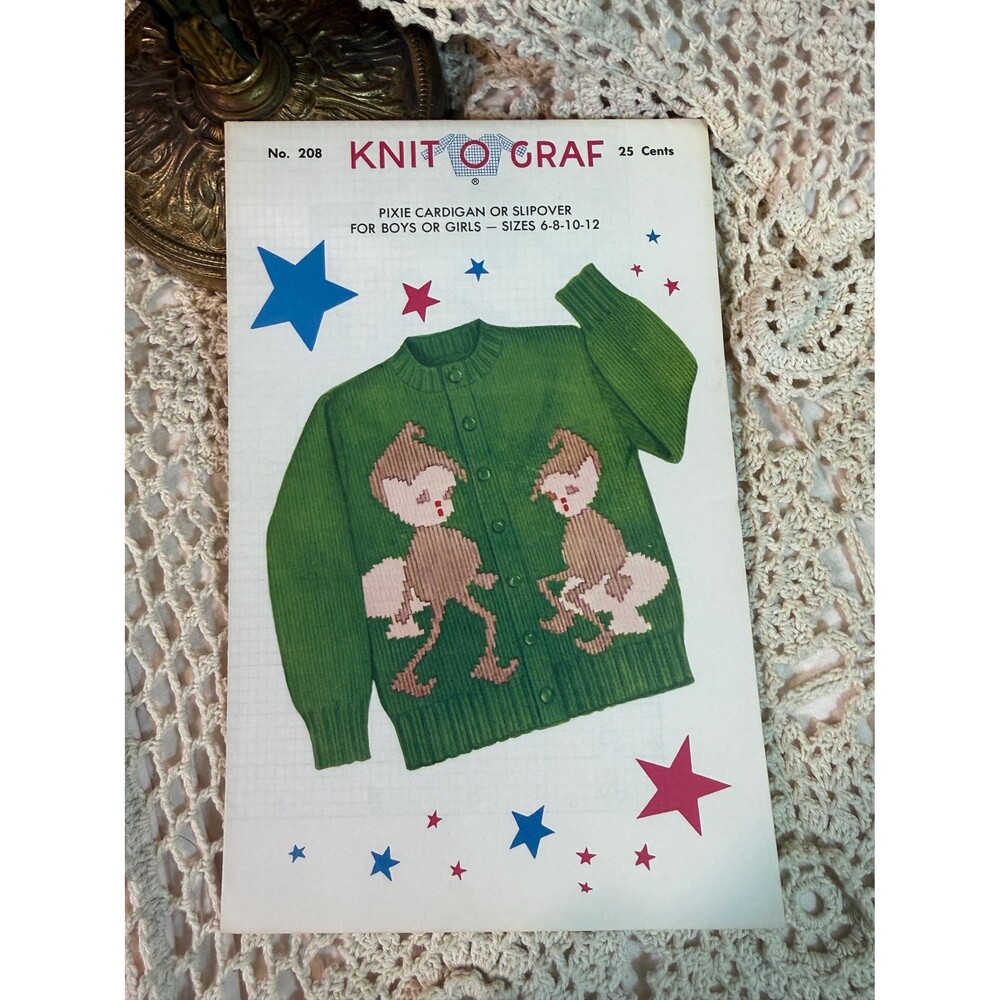 1950s Pixie Cardigan Knitting Pattern – Storybook Elf Sweater 1954